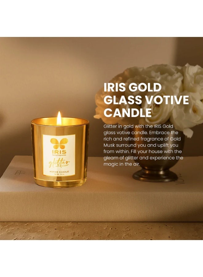IRIS CELESTE Gold Votive Candles Set of 2 - Gold Musk Fragrance | Perfect for festivities, celebrations, gifting and even for your home decoration - Image 2